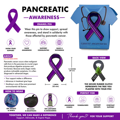 Pancreatic Cancer Awareness Ribbon Pin With Magnet