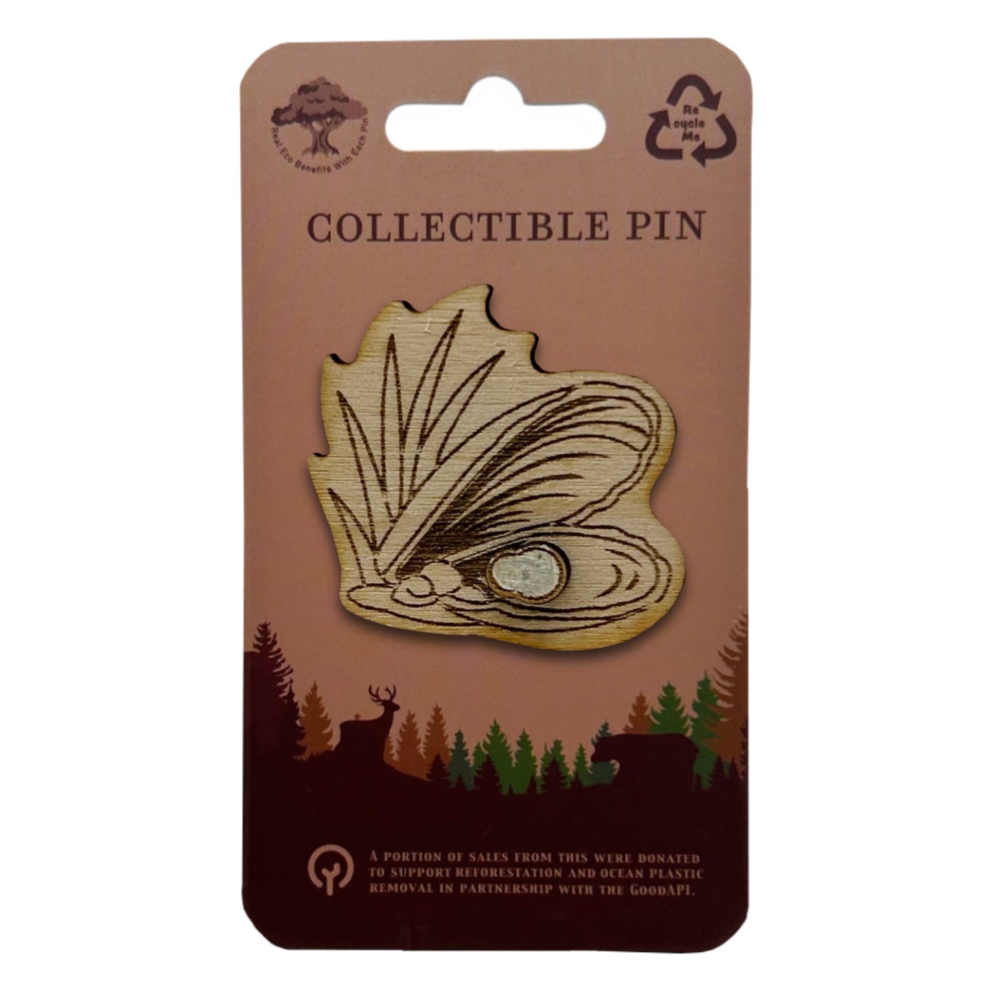 Oyster and Pearl - Wooden Pin & Magnet