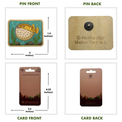 Pufferfish - Wooden Pin & Magnet