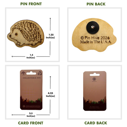 Hedgehog - Wooden Lapel Pin & Magnet