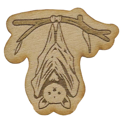 Bat on Branch - Wooden Lapel Pin & Magnet