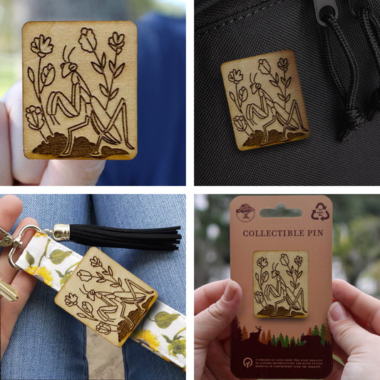 Praying Mantis - Wooden Pin & Magnet