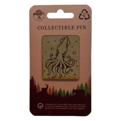 Squid - Wooden Pin & Magnet