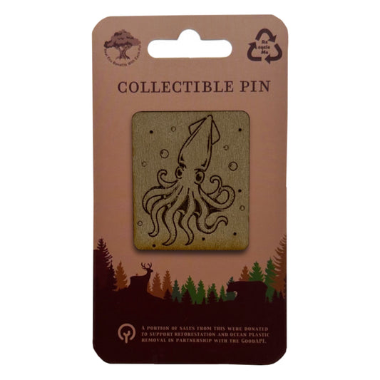 Squid - Wooden Pin & Magnet