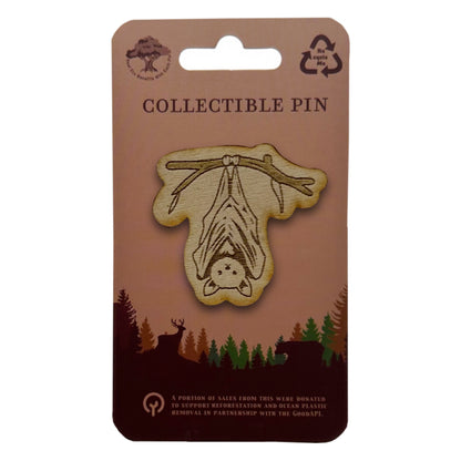 Bat on Branch - Wooden Pin & Magnet