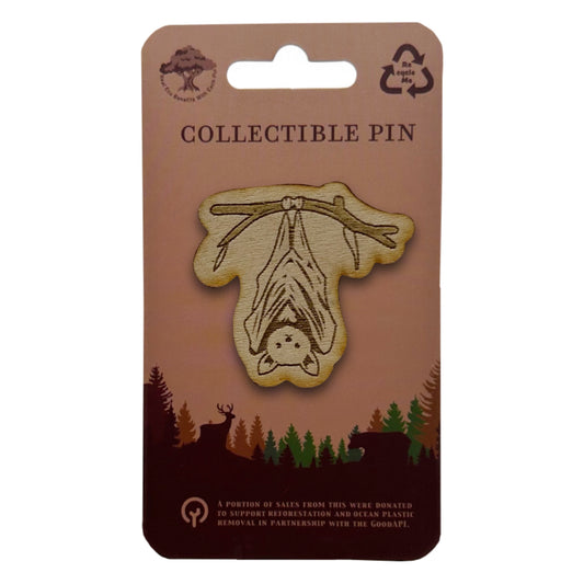 Bat on Branch - Wooden Pin & Magnet
