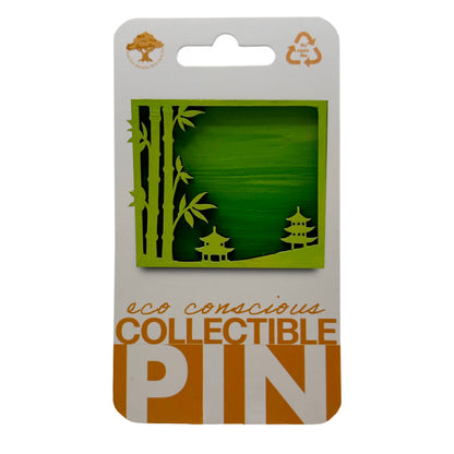Green Bamboo Scene - Wooden Pin & Magnet