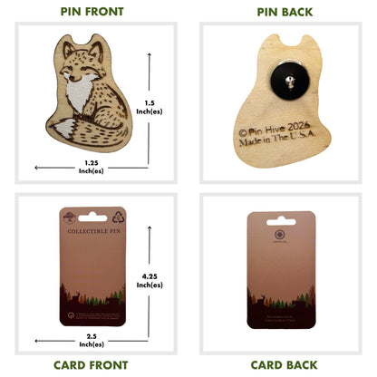 Woodland Fox - Wooden Lapel Pin & Magnet