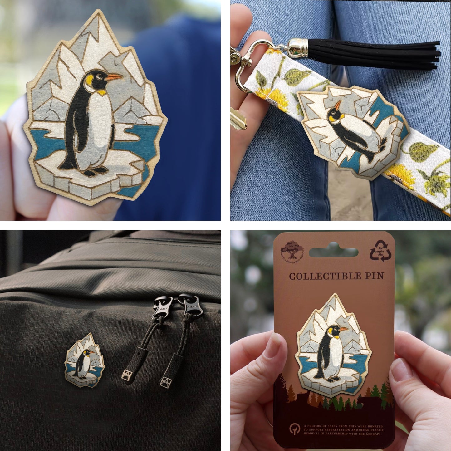 Penguin on Iceberg - Wooden Pin & Magnet