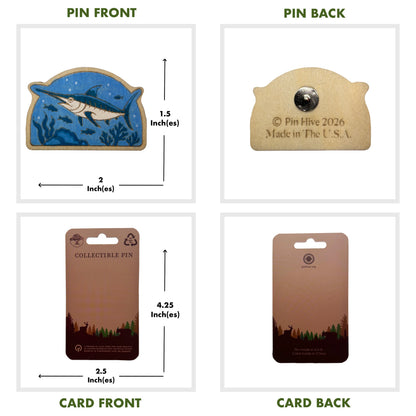 Blue Marlin - Wooden Pin & Magnet