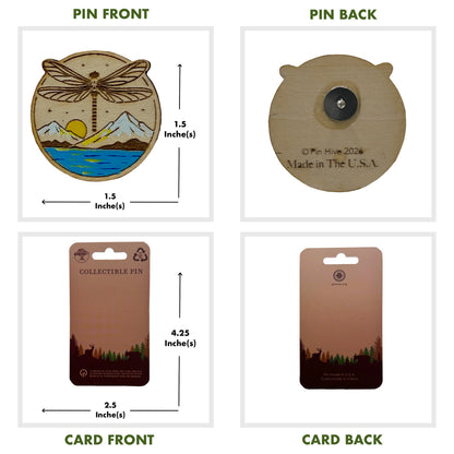 Dragonfly at Mountain Lake - Wooden Pin & Magnet