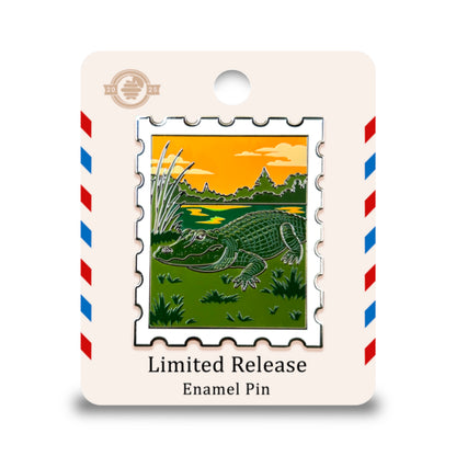 American Alligator Postage Stamp Pin With Magnet