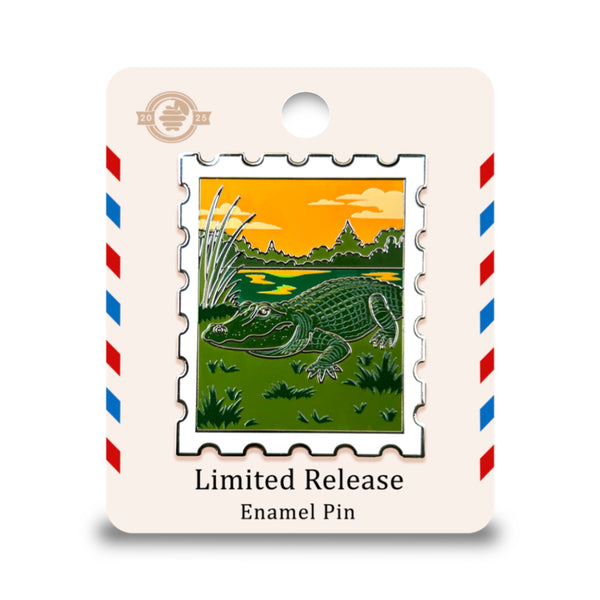 American Alligator Postage Stamp Pin With Magnet