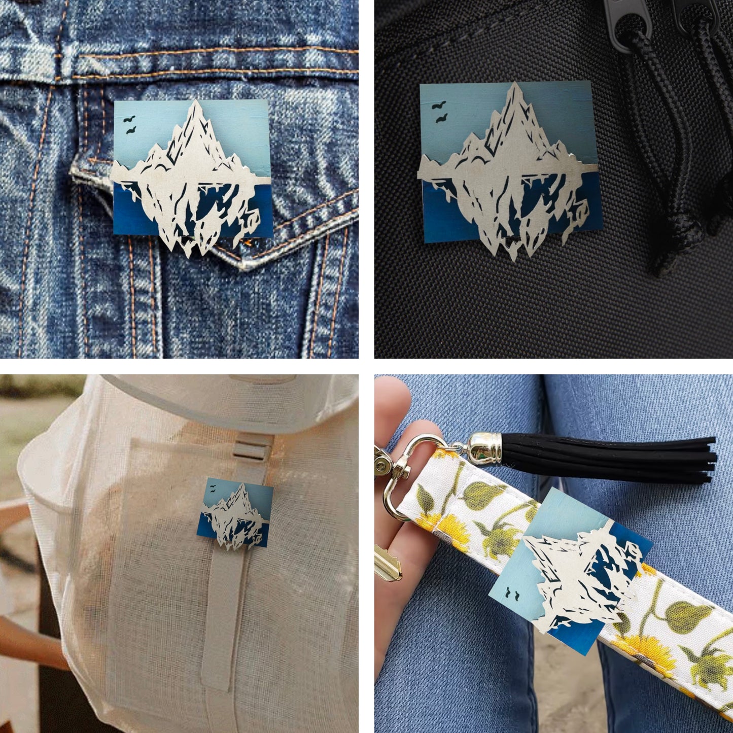 White Glacier in Ocean - Wooden Pin & Magnet