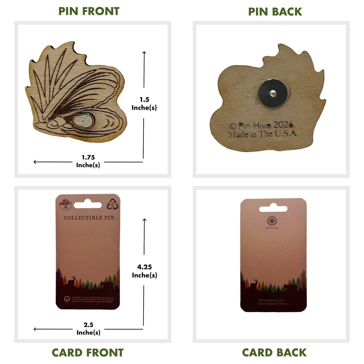 Oyster and Pearl - Wooden Pin & Magnet