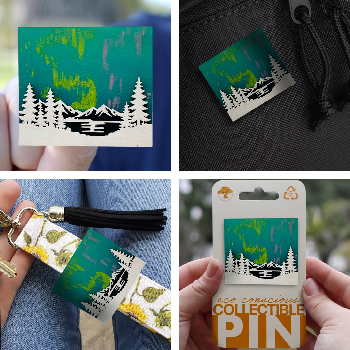 Northern Lights - Wooden Pin & Magnet