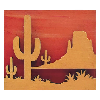 Desert Scene - Wooden Lapel Pin & Magnet