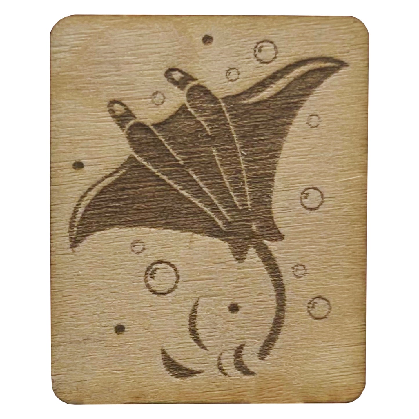 Mobula - Manta Ray - Wooden Lapel Pin & Magnet
