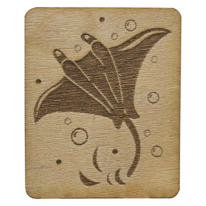 Mobula - Manta Ray - Wooden Lapel Pin & Magnet