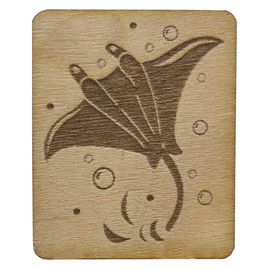Mobula Ray - Wooden Pin & Magnet