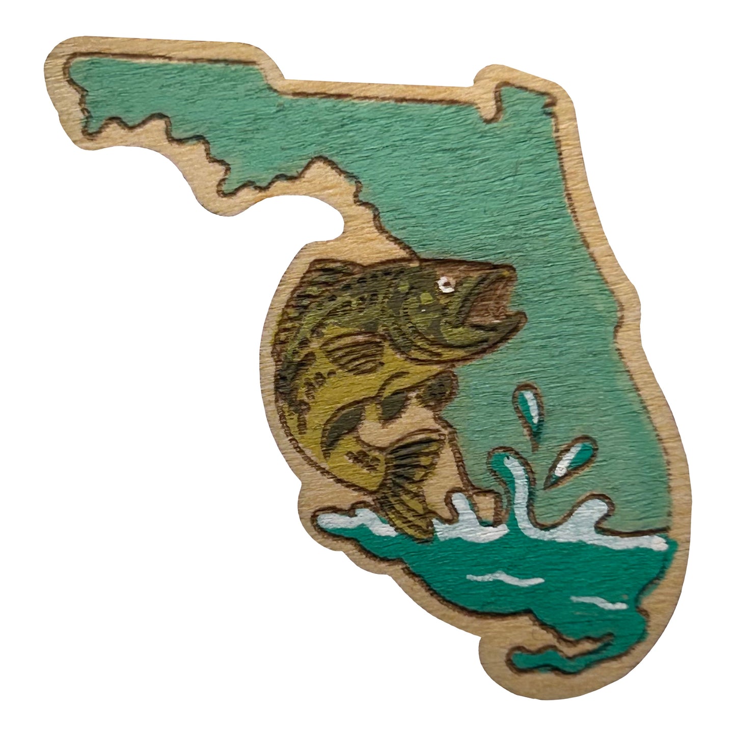 Florida Largemouth Bass - Wooden Lapel Pin & Magnet