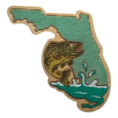 Florida Largemouth Bass - Wooden Lapel Pin & Magnet