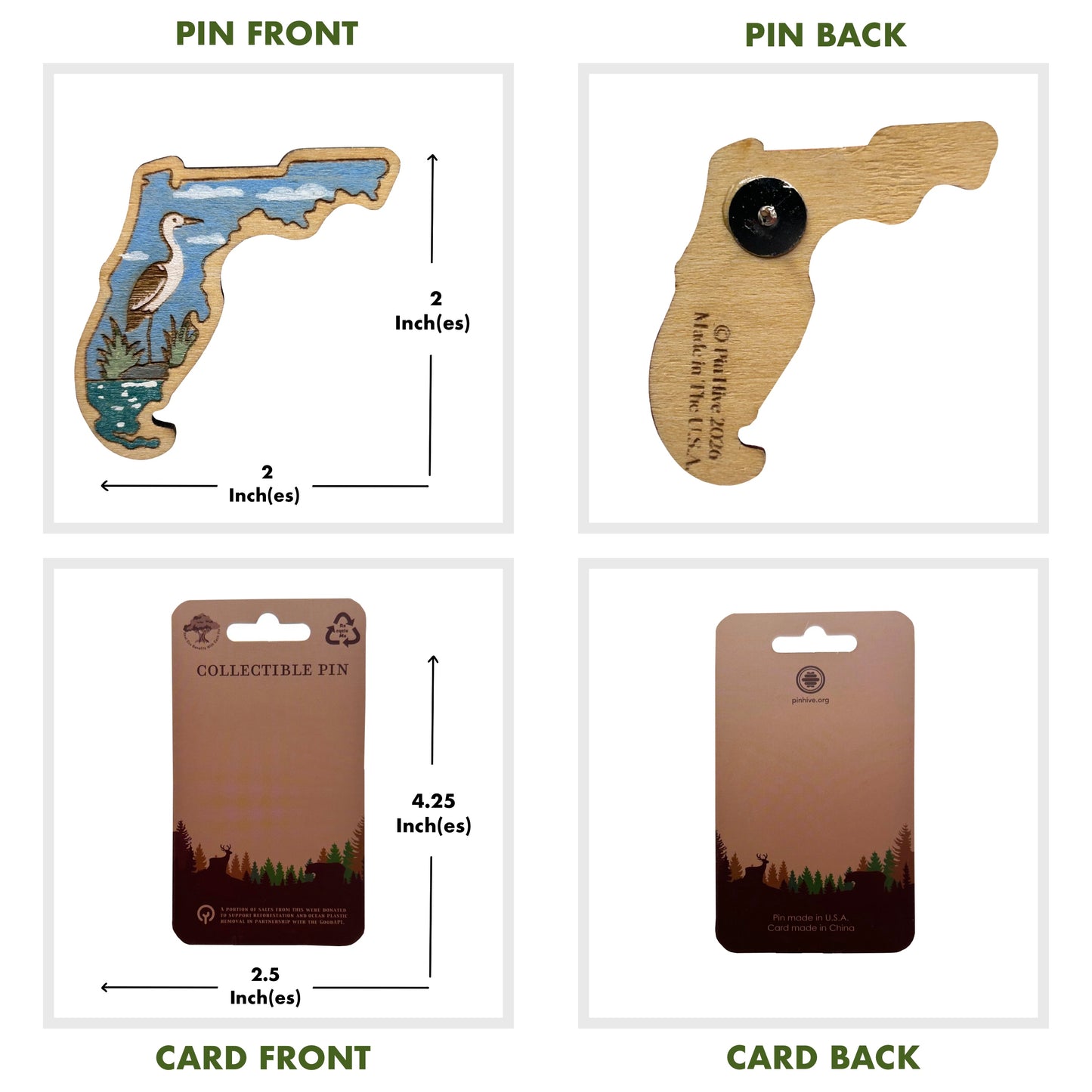Florida Egret - Wooden Lapel Pin & Magnet