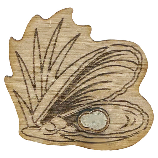 Oyster and Pearl - Wooden Pin & Magnet
