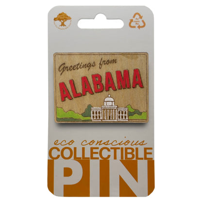 Greetings From Alabama - Wooden Pin & Magnet