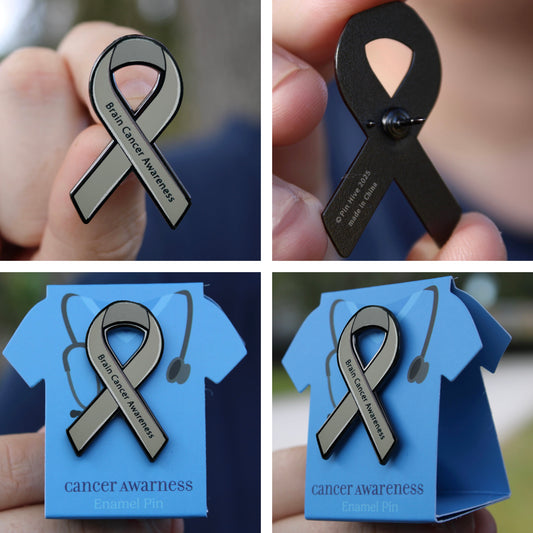 Brain Cancer Awareness Ribbon Pin With Magnet