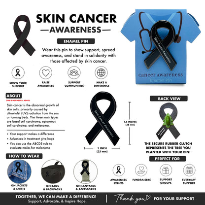 Skin Cancer Awareness Ribbon Pin With Magnet