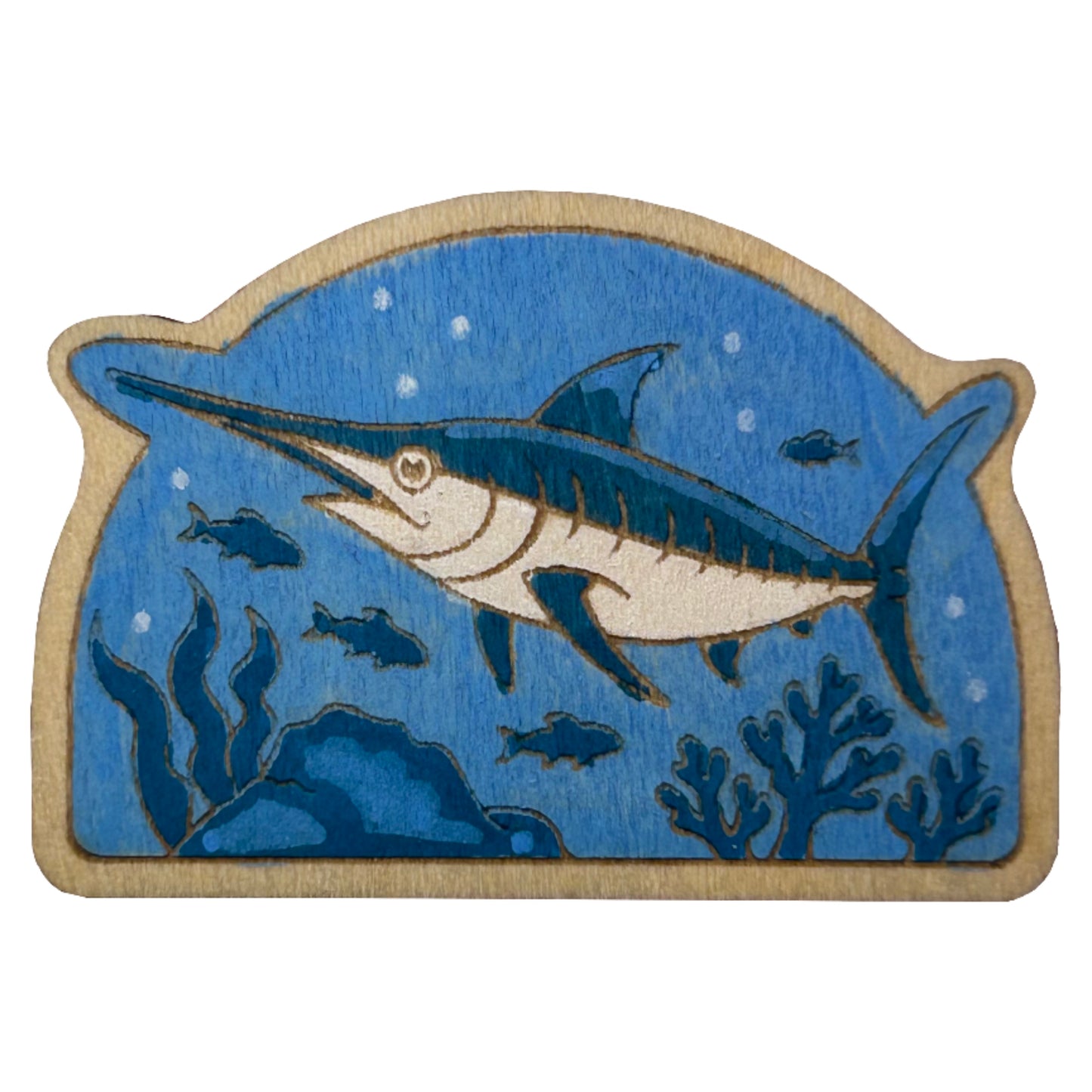 Blue Marlin - Wooden Pin & Magnet