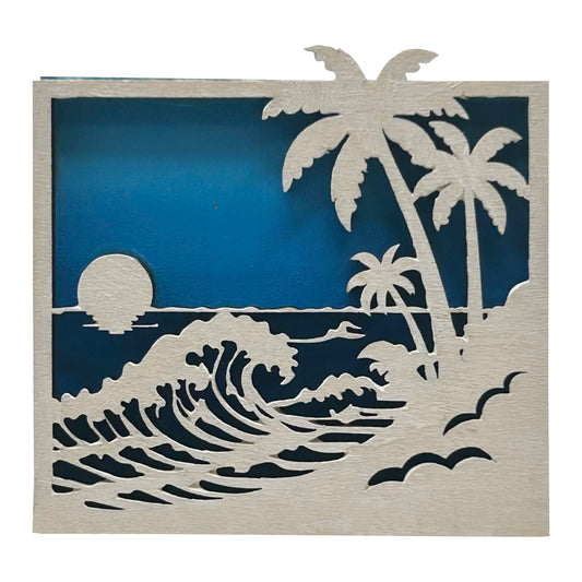 Ocean and Waves Beachscape - Wooden Pin & Magnet