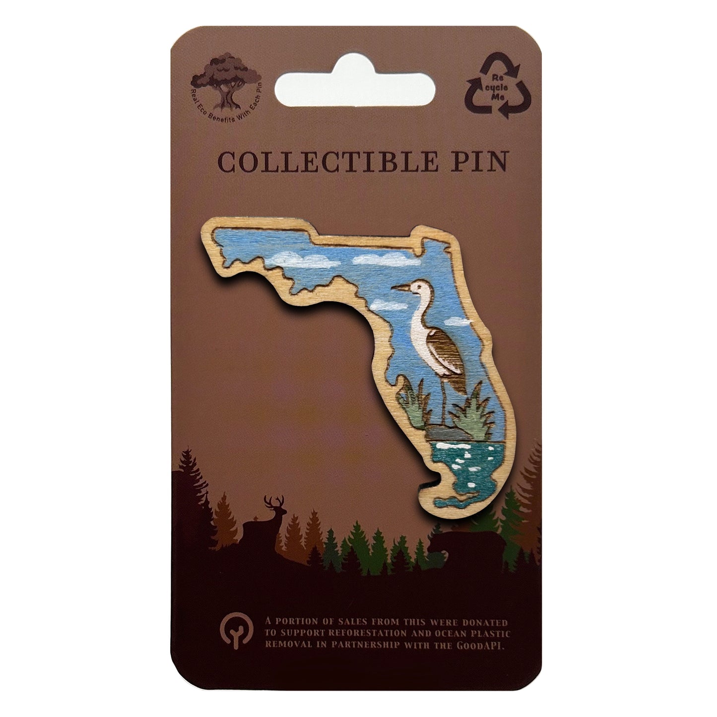 Florida Egret - Wooden Lapel Pin & Magnet
