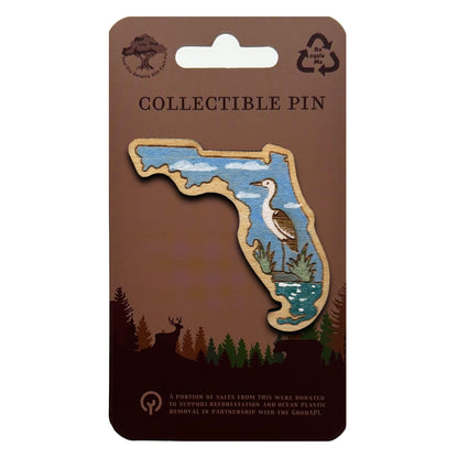 Florida Egret - Wooden Lapel Pin & Magnet