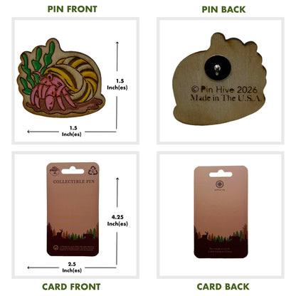 Hermit Crab - Wooden Lapel Pin & Magnet