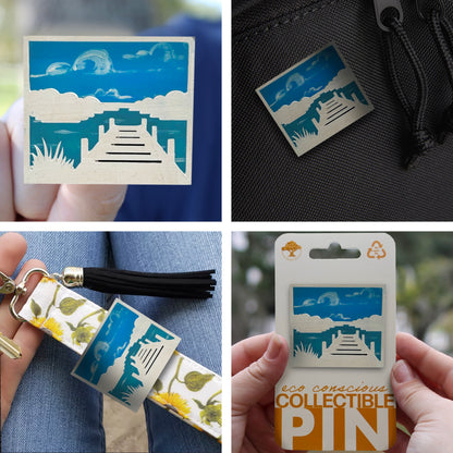 Dock on Water - Wooden Pin & Magnet