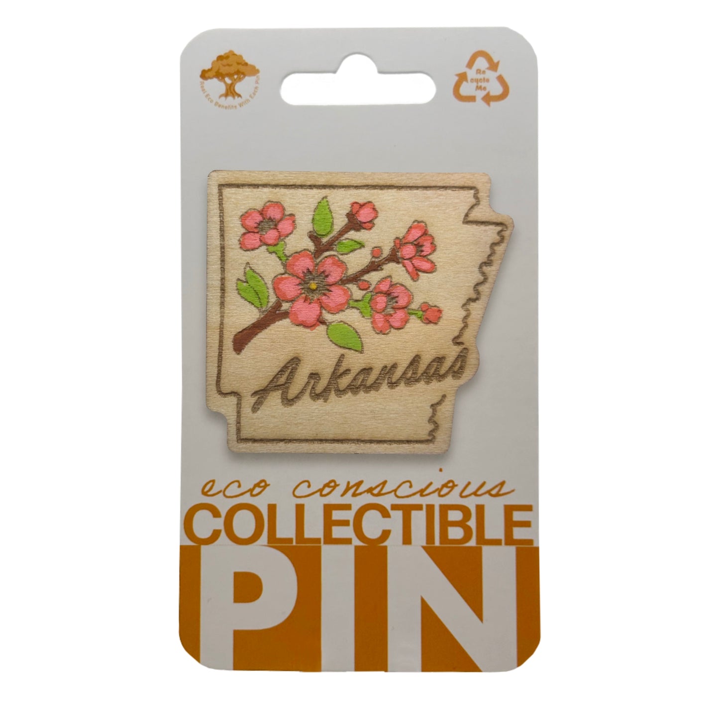 Arkansas Apple Blossoms - Wooden Pin & Magnet