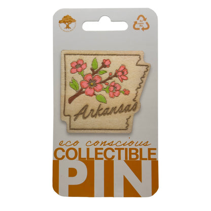 Arkansas Apple Blossoms - Wooden Pin & Magnet