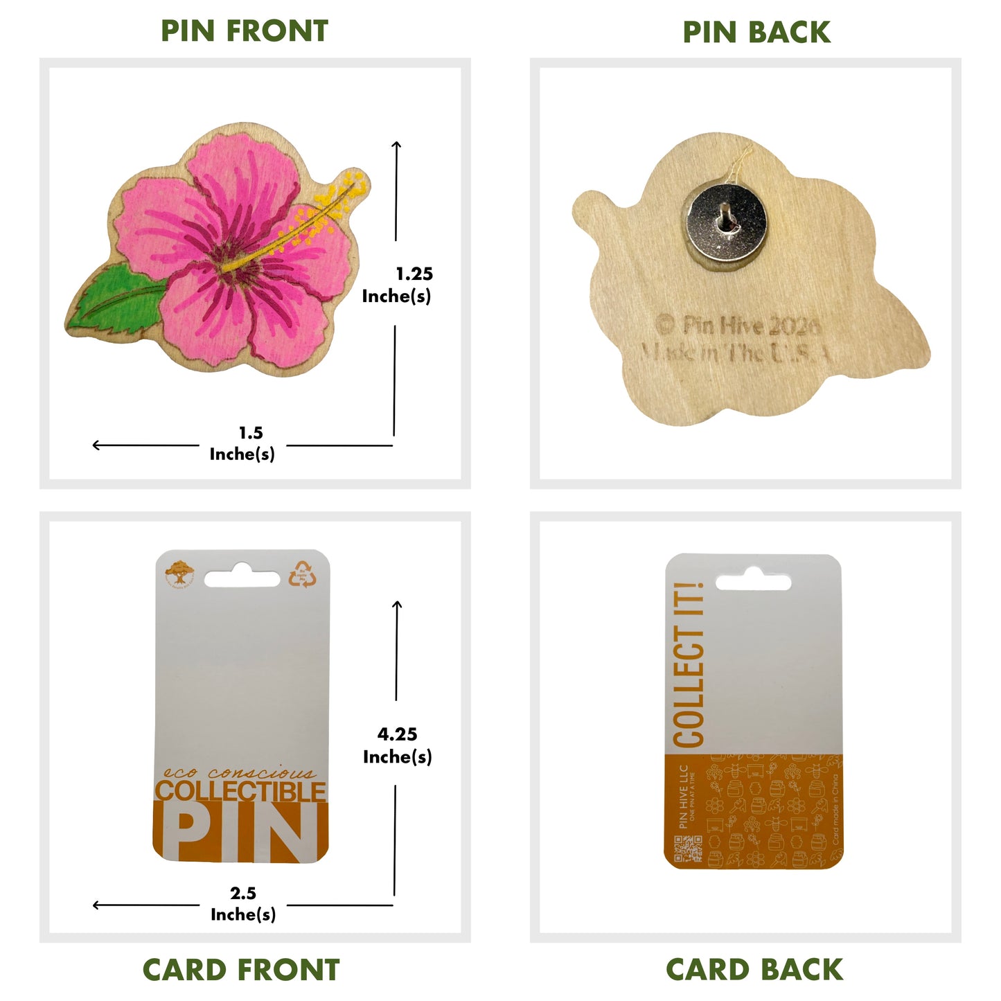 Pink Orchid Flower - Wooden Pin & Magnet