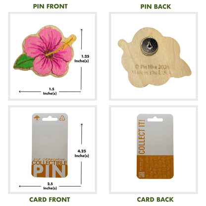 Pink Orchid Flower - Wooden Pin & Magnet