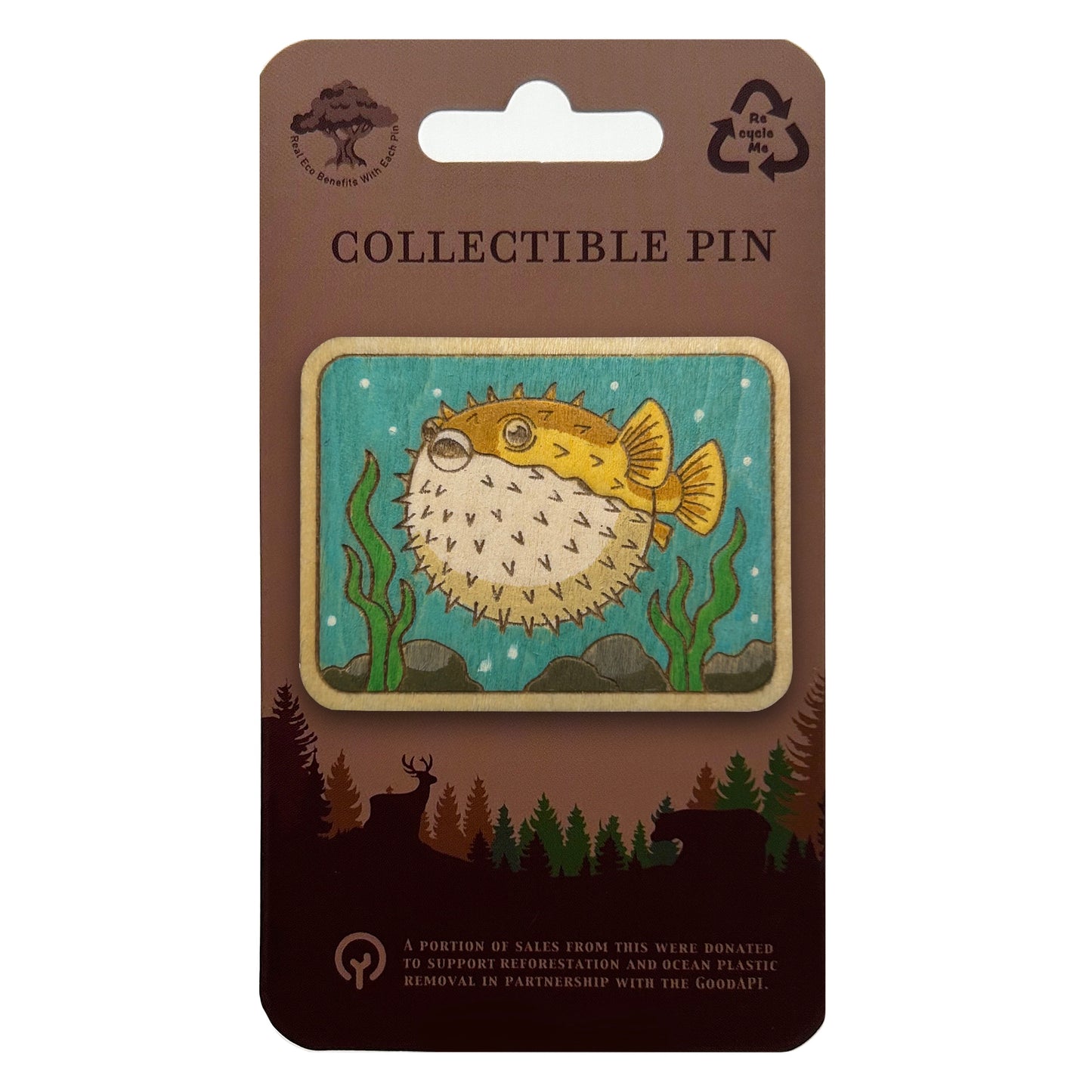 Pufferfish - Wooden Pin & Magnet