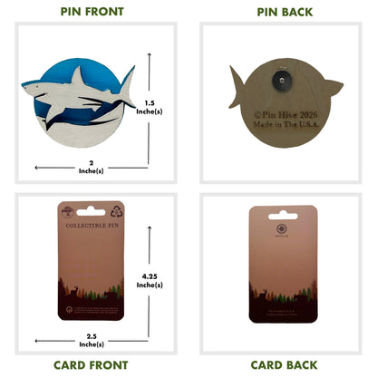 Shark Silhouette - Wooden Pin & Magnet