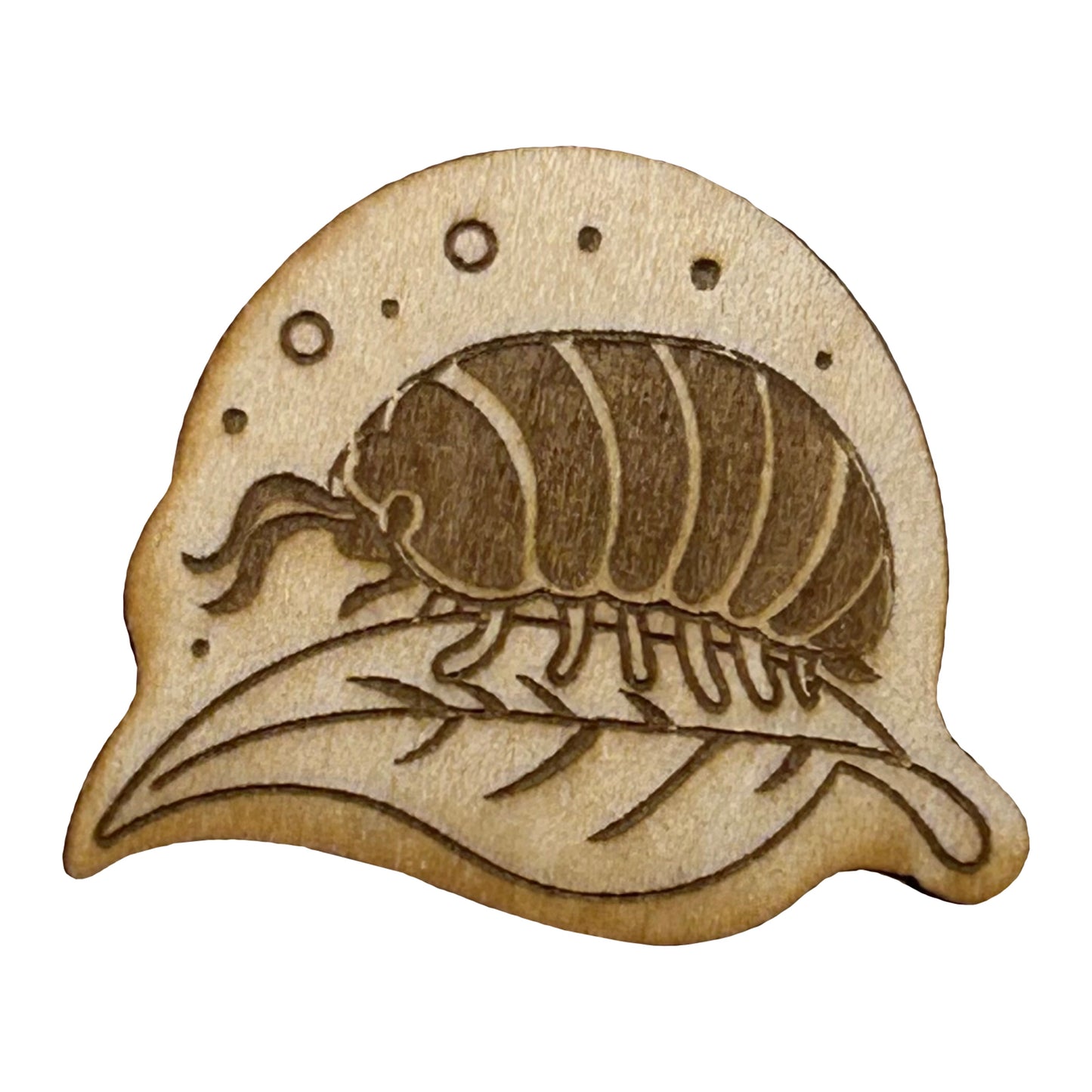 Roly Poly - Pill Bug - Wooden Lapel Pin & Magnet