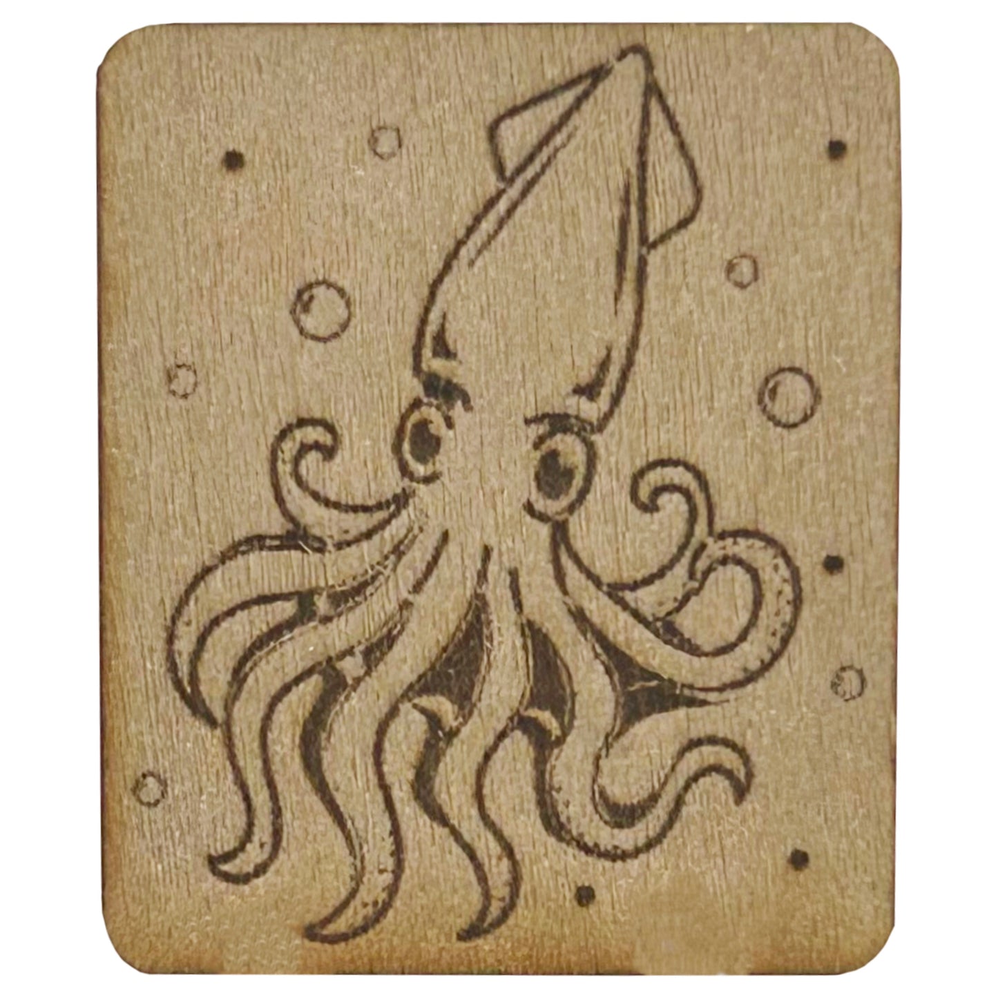 Squid - Wooden Lapel Pin & Magnet