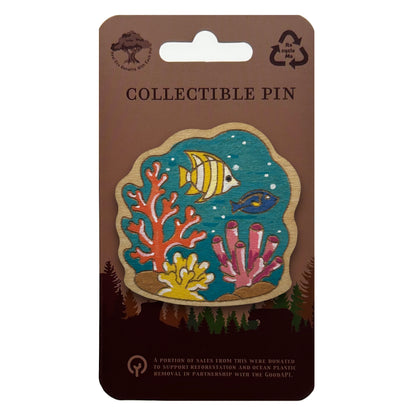 Fish at Coral Reef - Wooden Pin & Magnet