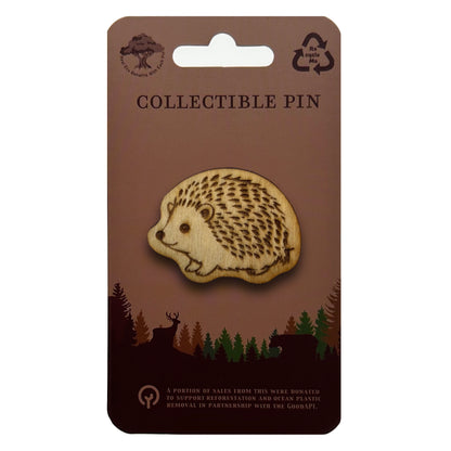 Hedgehog - Wooden Lapel Pin & Magnet