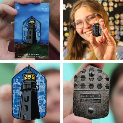 Garden Key Lighthouse - Blueprint Pin With Magnet - Fort Jefferson