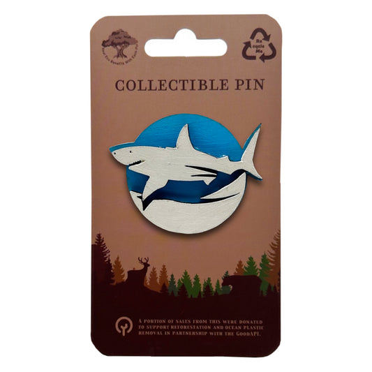 Shark Silhouette - Wooden Pin & Magnet