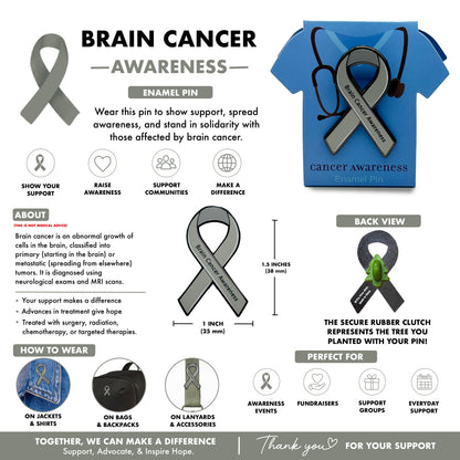 Brain Cancer Awareness Ribbon Pin With Magnet